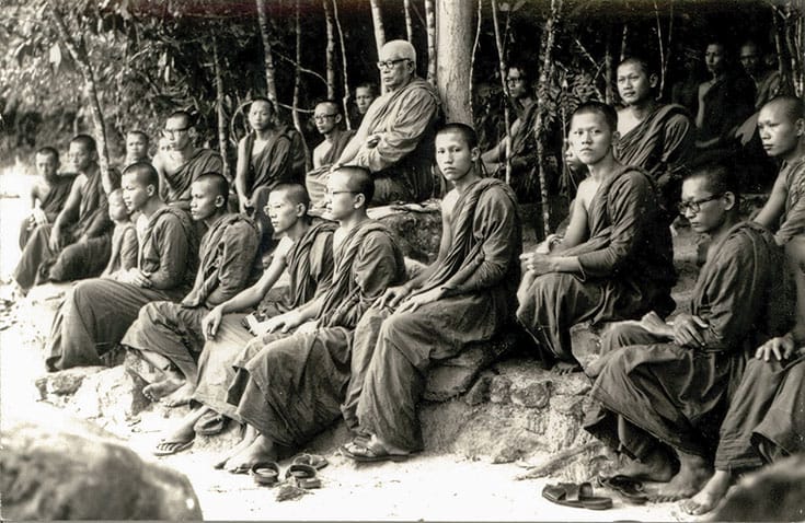 Ajahn Buddhadasa teaching monks at the “stone classroom” at Wat Suan Mokkh, his monastery in southern Thailand. Courtesy of Buddhadasa Indapanno ArchIves.