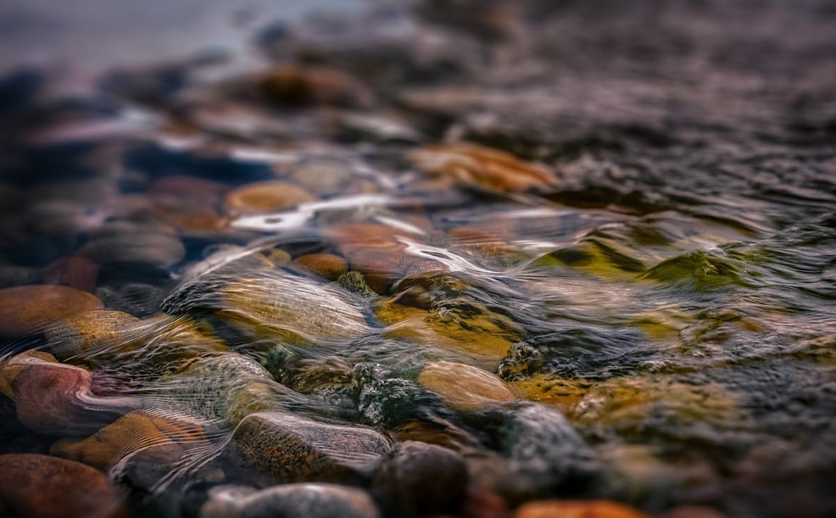 Water flowing over rocks.