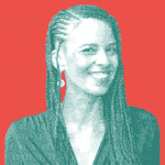 illustration of Dr. Anouk Aimée Shambrook on red background.