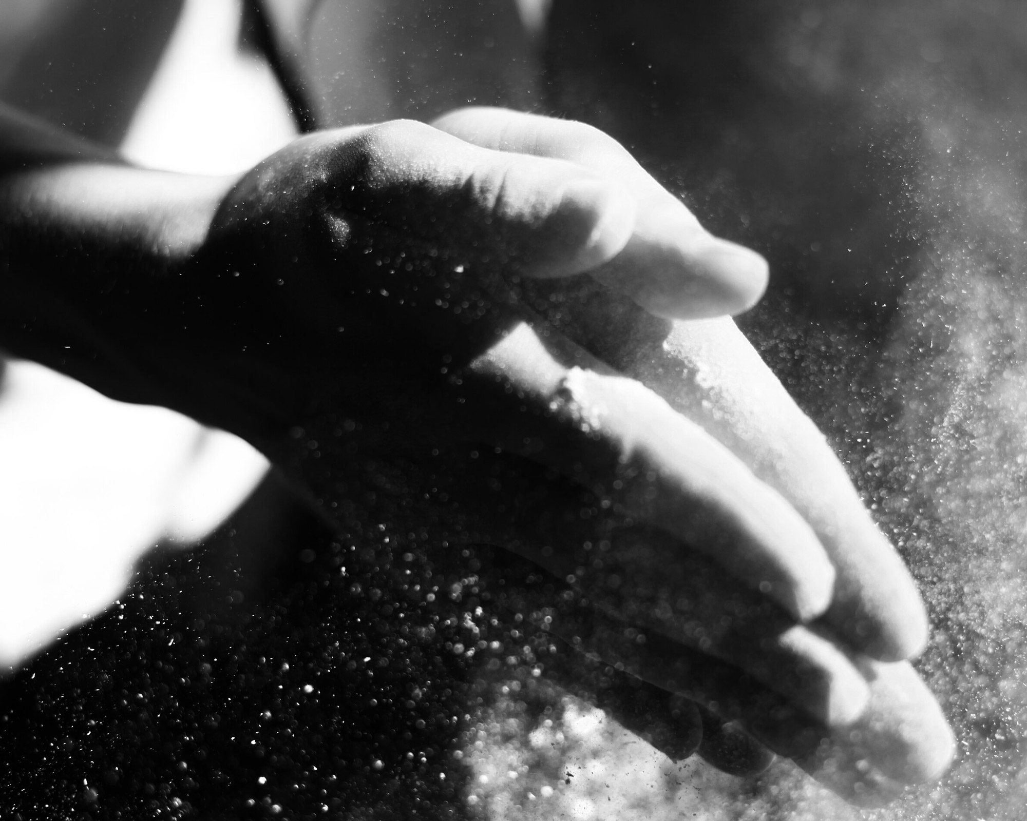 Palms together as a sign of appreciation.