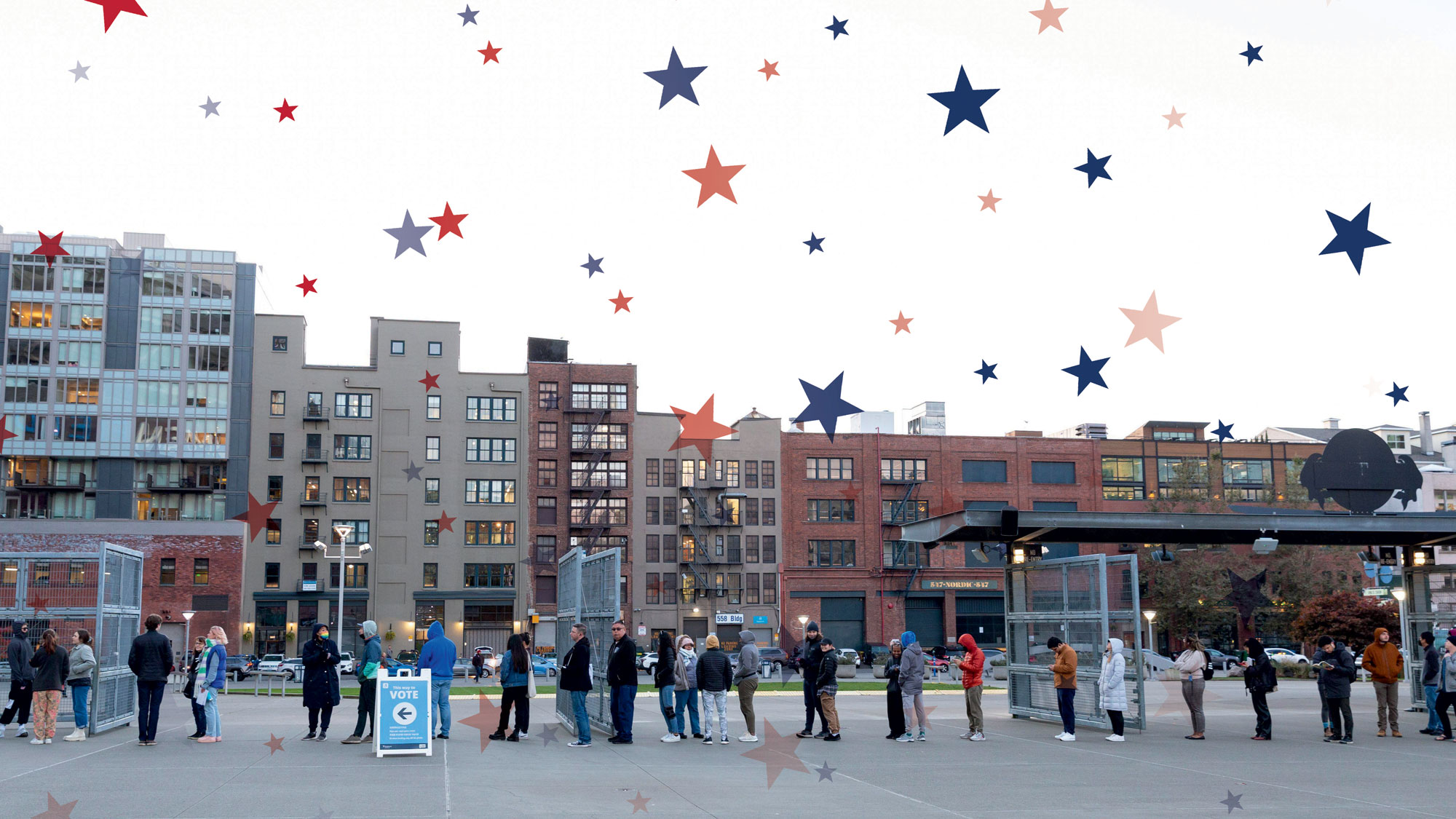 People in Seattle, Washington, waiting to vote in the 2022 presidential election. As Buddhist teacher Sharon Salzberg says, “Voting is the expression of our commitment to ourselves, one another, this country, and this world.”