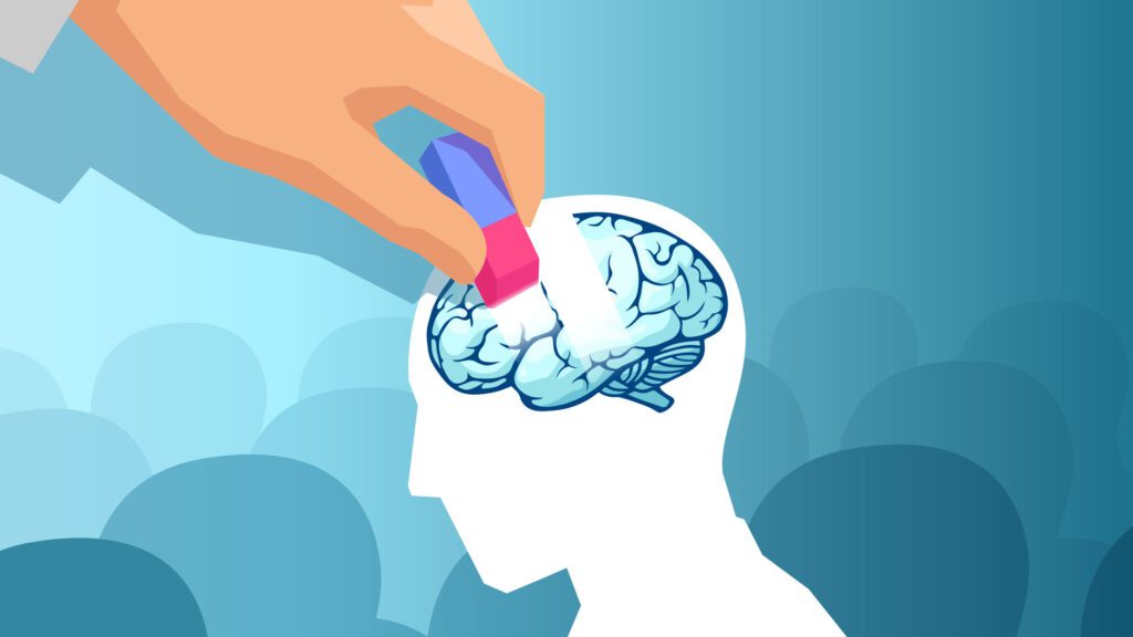 illustration of a hand erasing part of brain
